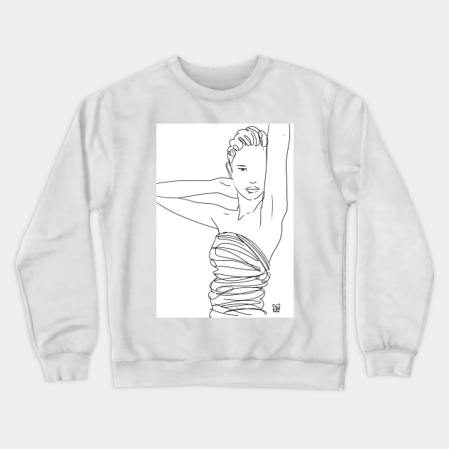 Line Art Lady Crewneck Sweatshirt by Giuseppe_Cristiano